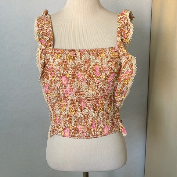 VanillaStar Floral ElasticRuched Ruffle Halter Top - Picture 1 of 10